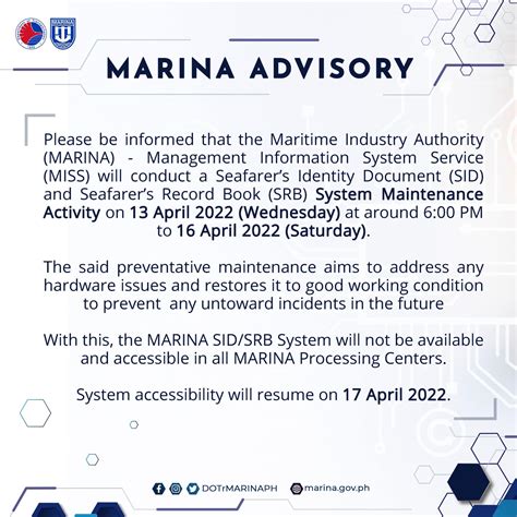 sid marina requirements 2022